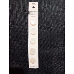Vintage Crest No 28 White Iridescent Buttons 13mm 1/2 Inch 5 Count Made in Japan